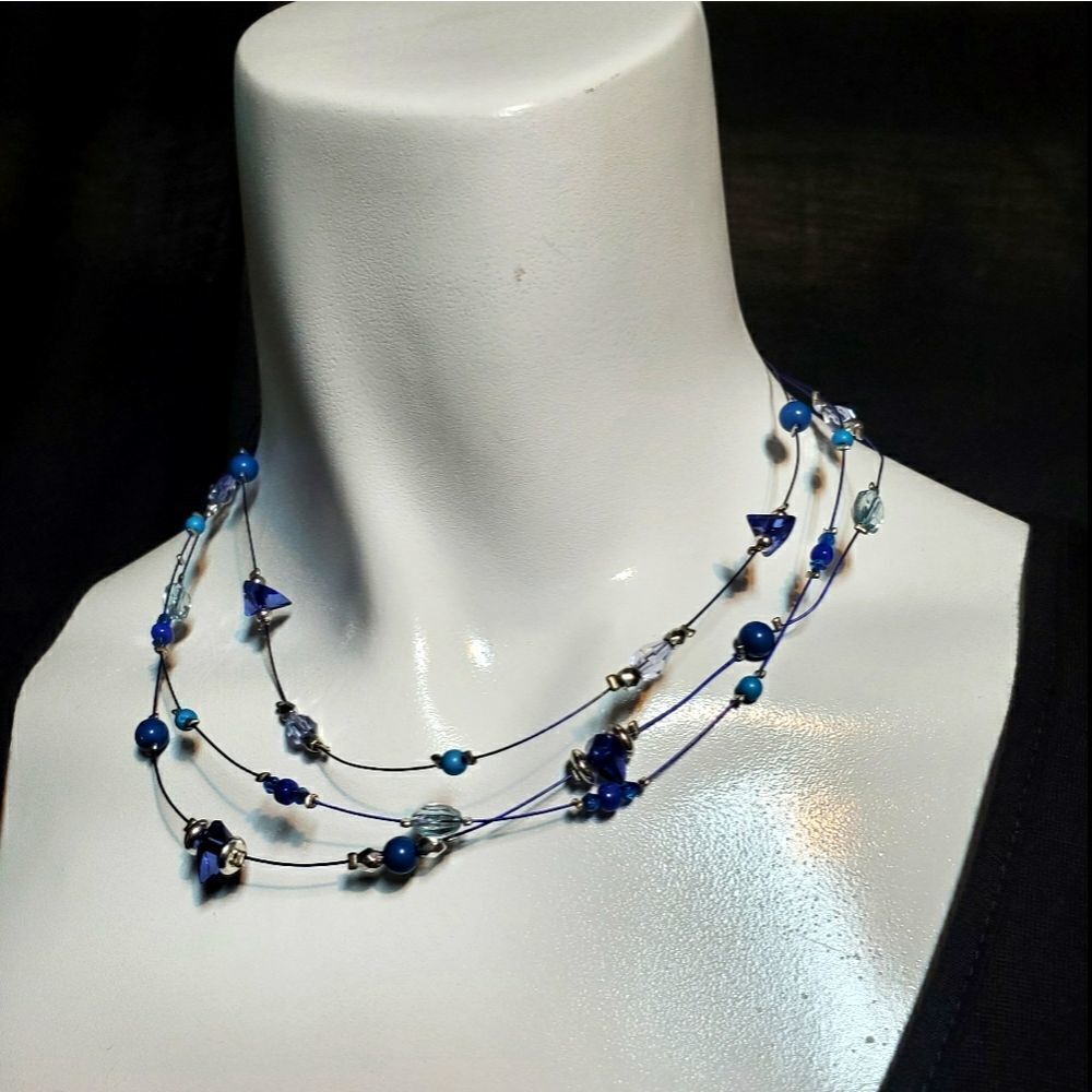 Aeropostale Blue & Silver Multi-Strand Necklace